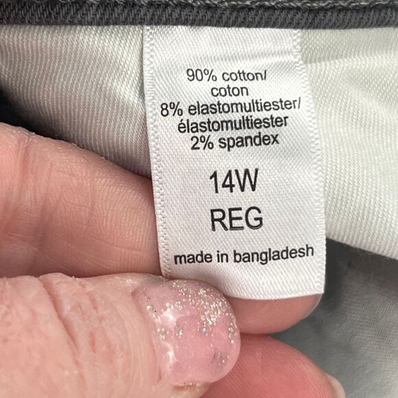 M Jeans Pants 14W Gray Neutral Tone Denim Casual Everyday Modern High Rise Jeans - Picture 8 of 13